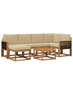 Set di divani da esterno con cuscino 7 pcs Naturale e Beige