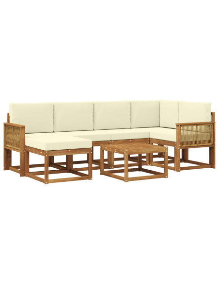Set di divani da esterno con cuscino 7 pcs Naturale e Crema