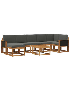 Set di divani da esterno 8 pcs Naturale e Antracite Poliestere