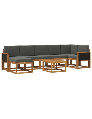 Set di divani da esterno 8 pcs Naturale e Antracite Poliestere
