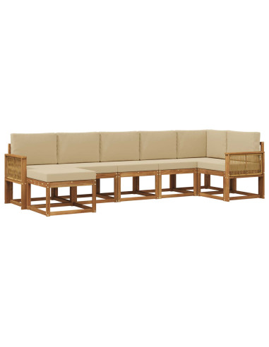 Set di divani da esterno 7 pcs Naturale e Beige Poliestere