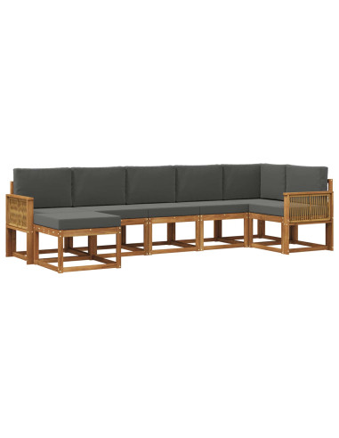 Set di divani da esterno 7 pcs Naturale e Antracite Poliestere