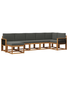 Set di divani da esterno 7 pcs Naturale e Antracite Poliestere