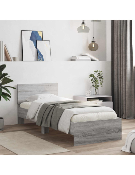 Letto con LED Sonoma grigio 80 x 200 cm Legno ingegnerizzato