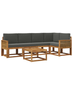 Set di divani da esterno con cuscino 6 pcs Naturale e Antracite