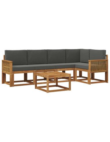 Set di divani da esterno con cuscino 6 pcs Naturale e Antracite