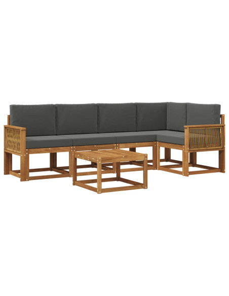 Set di divani da esterno con cuscino 6 pcs Naturale e Antracite