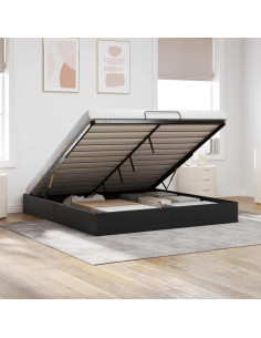 Letto ottomano Nero King size Similpelle