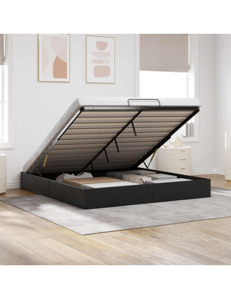 Letto ottomano Nero King size Similpelle