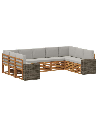 Set divano sezionale 9 pcs Naturale e Grigio Chiaro Poliestere
