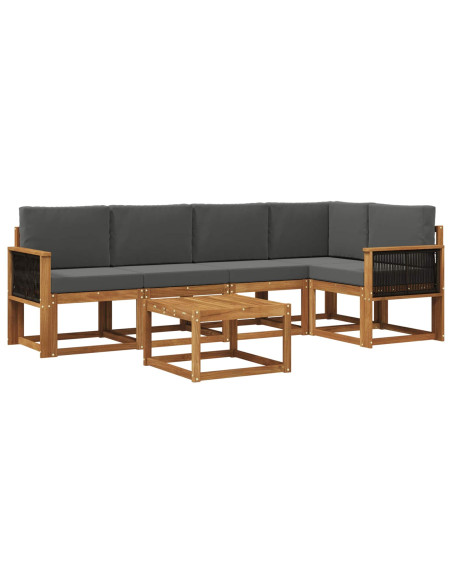 Set di divani da esterno con cuscino 6 pcs Naturale e Antracite
