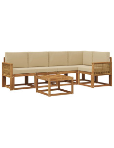 Set di divani da esterno con cuscino 6 pcs Naturale e Beige