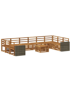 Set di divani da esterno 11 pcs Naturale