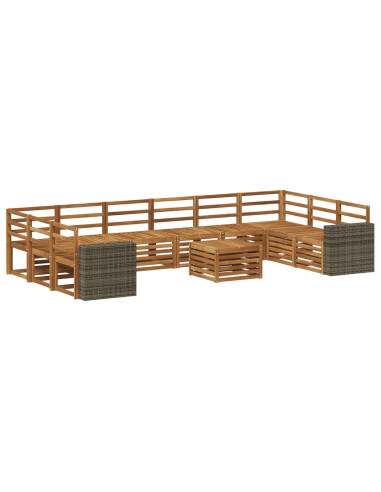 Set di divani da esterno 11 pcs Naturale