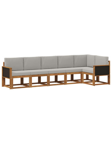 Set di divani da esterno 6 pcs Naturale e Grigio Chiaro