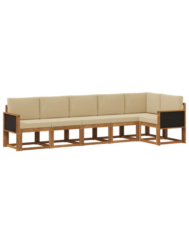 Set di divani da esterno 6 pcs Naturale e Beige Poliestere