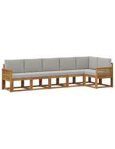 Set di divani da esterno 6 pcs Naturale e Grigio Chiaro