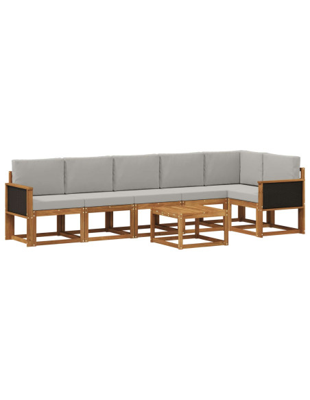 Set di divani da esterno 7 pcs Naturale e Grigio Chiaro