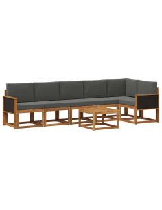Set di divani da esterno 7 pcs Naturale e Antracite Poliestere