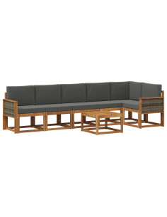 Set di divani da esterno 7 pcs Naturale e Antracite Poliestere