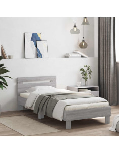 Letto con LED Sonoma grigio 80 x 200 cm Legno ingegnerizzato