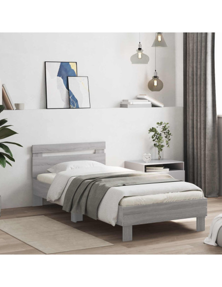 Letto con LED Sonoma grigio 80 x 200 cm Legno ingegnerizzato