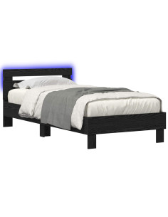 Letto con LED Rovere Nero 80 x 200 cm Legno ingegnerizzato