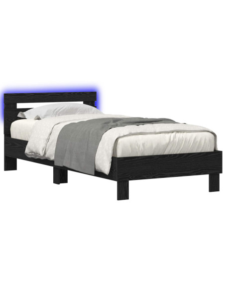 Letto con LED Rovere Nero 80 x 200 cm Legno ingegnerizzato