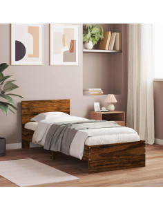 Letto con LED Rovere Fumo 80 x 200 cm Legno ingegnerizzato