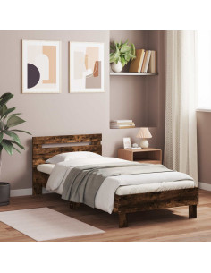 Letto con LED Rovere Fumo 80 x 200 cm Legno ingegnerizzato