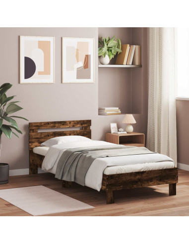 Letto con LED Rovere Fumo 80 x 200 cm Legno ingegnerizzato