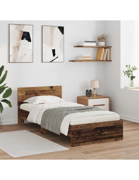 Letto con LED Legno antico 80 x 200 cm Legno ingegnerizzato