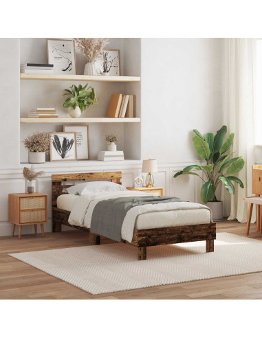 Letto con LED Legno antico 80 x 200 cm Legno ingegnerizzato