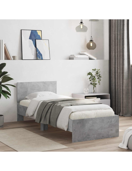 Letto con LED Grigio Cemento 80 x 200 cm Legno ingegnerizzato