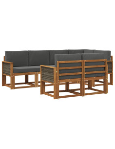 Set di divani da esterno 7 pcs Naturale e Antracite Poliestere