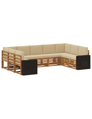 Set divano sezionale 9 pcs Naturale e Beige Poliestere