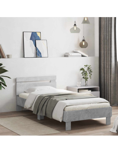 Letto con LED Grigio Cemento 80 x 200 cm Legno ingegnerizzato