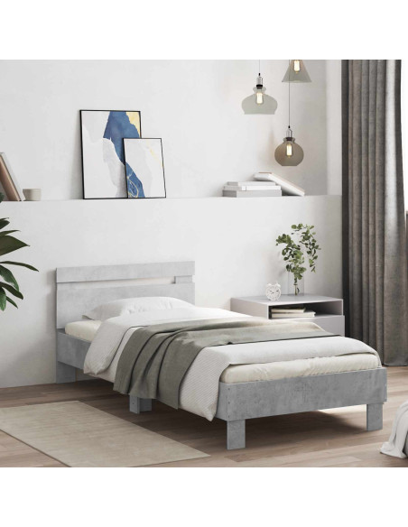 Letto con LED Grigio Cemento 80 x 200 cm Legno ingegnerizzato