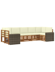 Set divano sezionale 7 pcs Naturale e Crema Poliestere