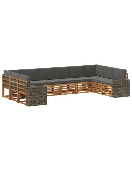 Set di divani da esterno 10 pcs Naturale e Antracite Poliestere