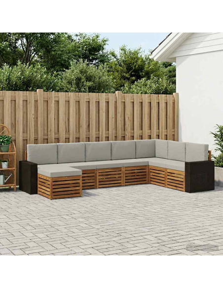 Set di divani da esterno 8 pcs Naturale e Grigio Chiaro