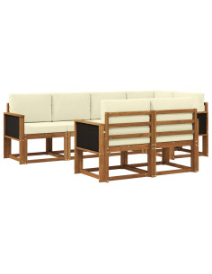 Set di divani da esterno 7 pcs Naturale e Crema Poliestere