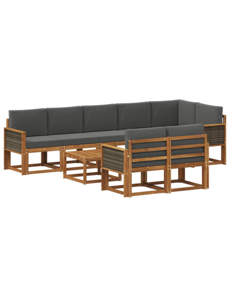 Set di divani da esterno 9 pcs Naturale e Antracite Poliestere