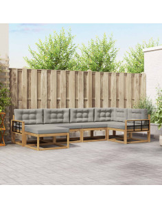 Set di divani da esterno 5 pcs Bianco e Grigio Chiaro