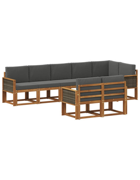 Set di divani da esterno 8 pcs Naturale e Antracite Poliestere