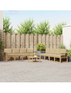 Set di divani da esterno con cuscino 9 pcs Bianco e Beige