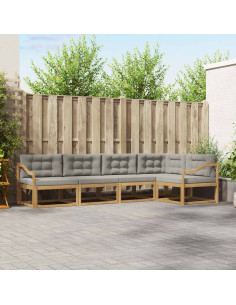 Set di divani da esterno 4 pcs Bianco e Grigio Chiaro