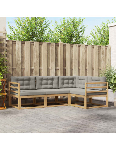 Set di divani da esterno 3 pcs Bianco e Grigio Chiaro