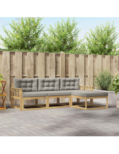 Set di divani da esterno 4 pcs Bianco e Grigio Chiaro