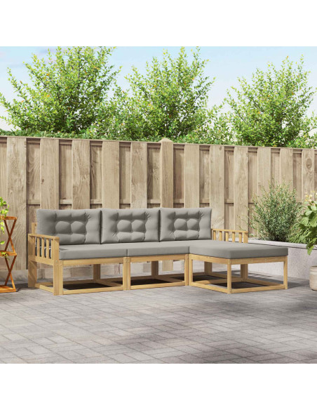 Set di divani da esterno 4 pcs Bianco e Grigio Chiaro
